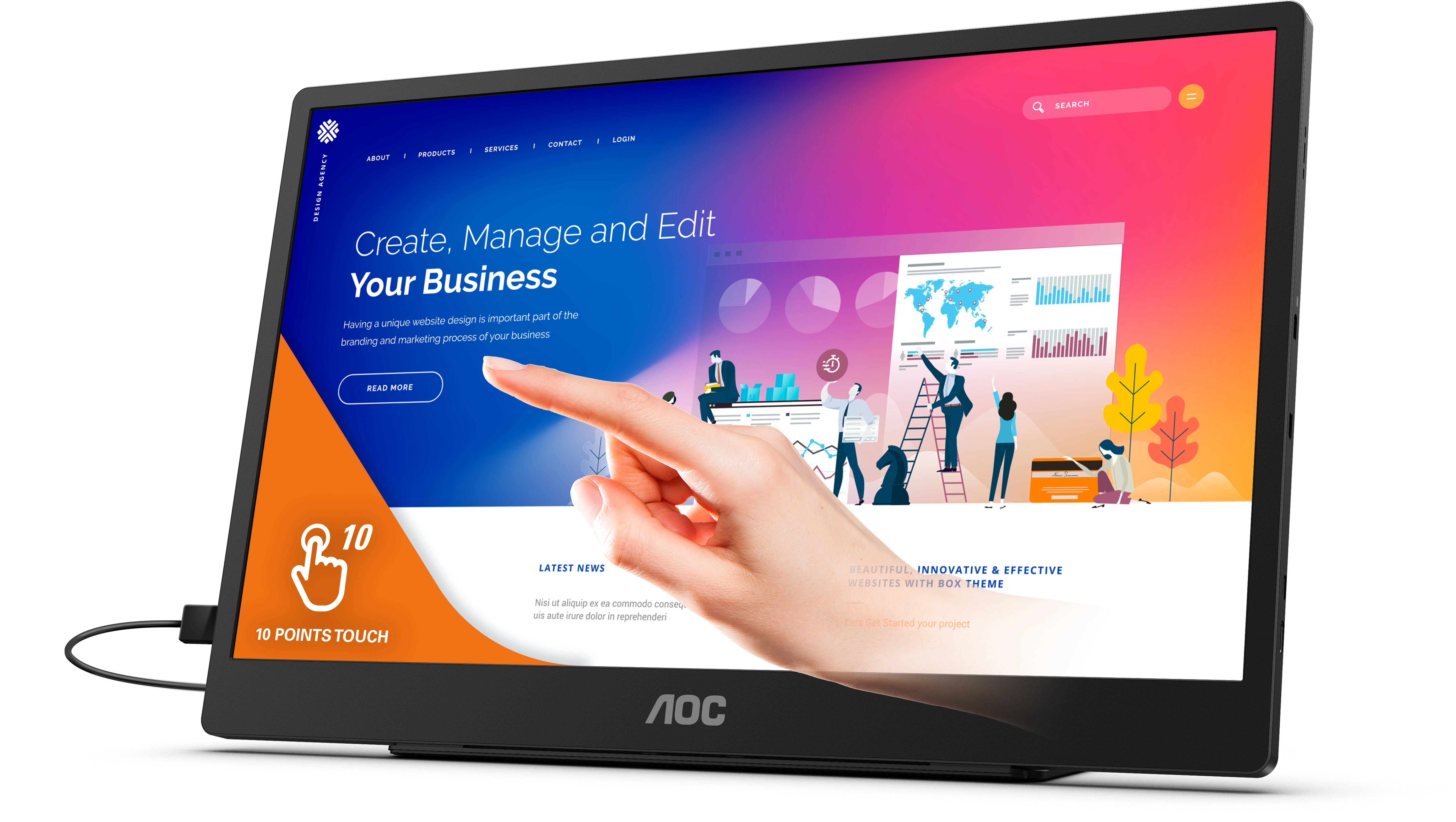 Tweedekans AOC 16T2 met Touchscreen Functie Tweedekans AOC 16T2 met Touchscreen Functie